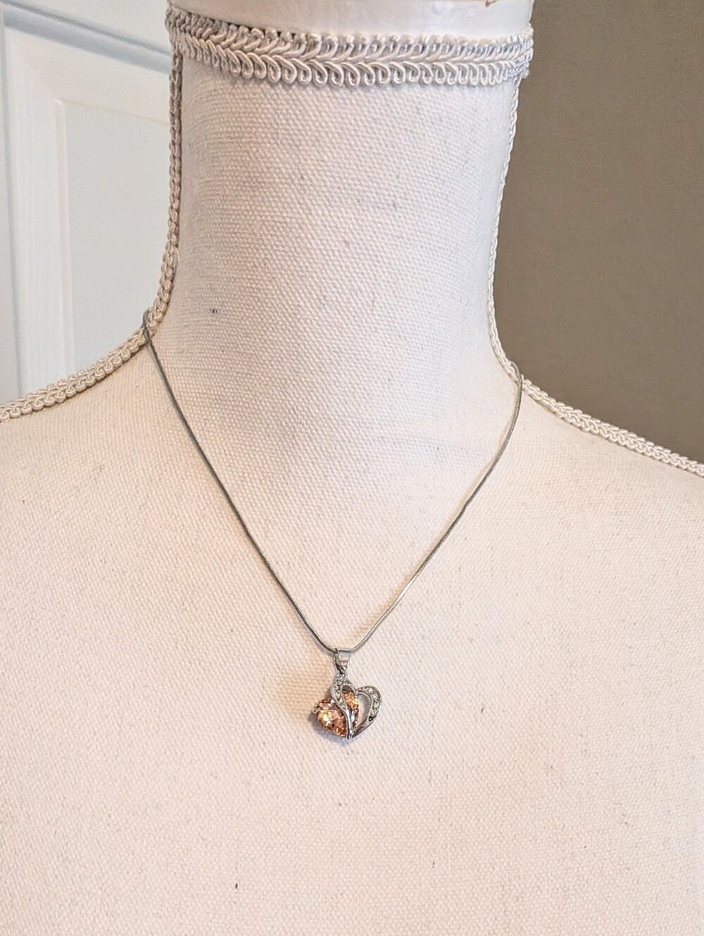 Orange Heart Pendant Necklace